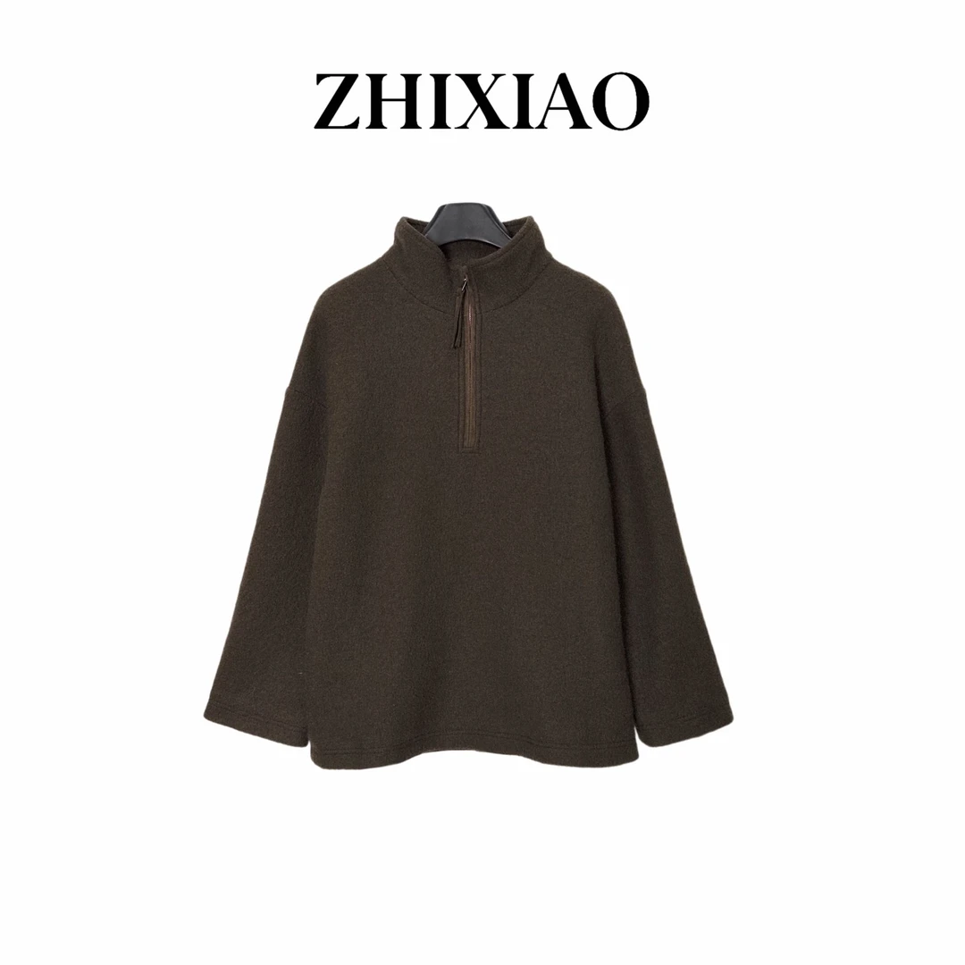 【ZHIXIAO】秋冬新款：半拉链羊毛长袖上衣5007-1