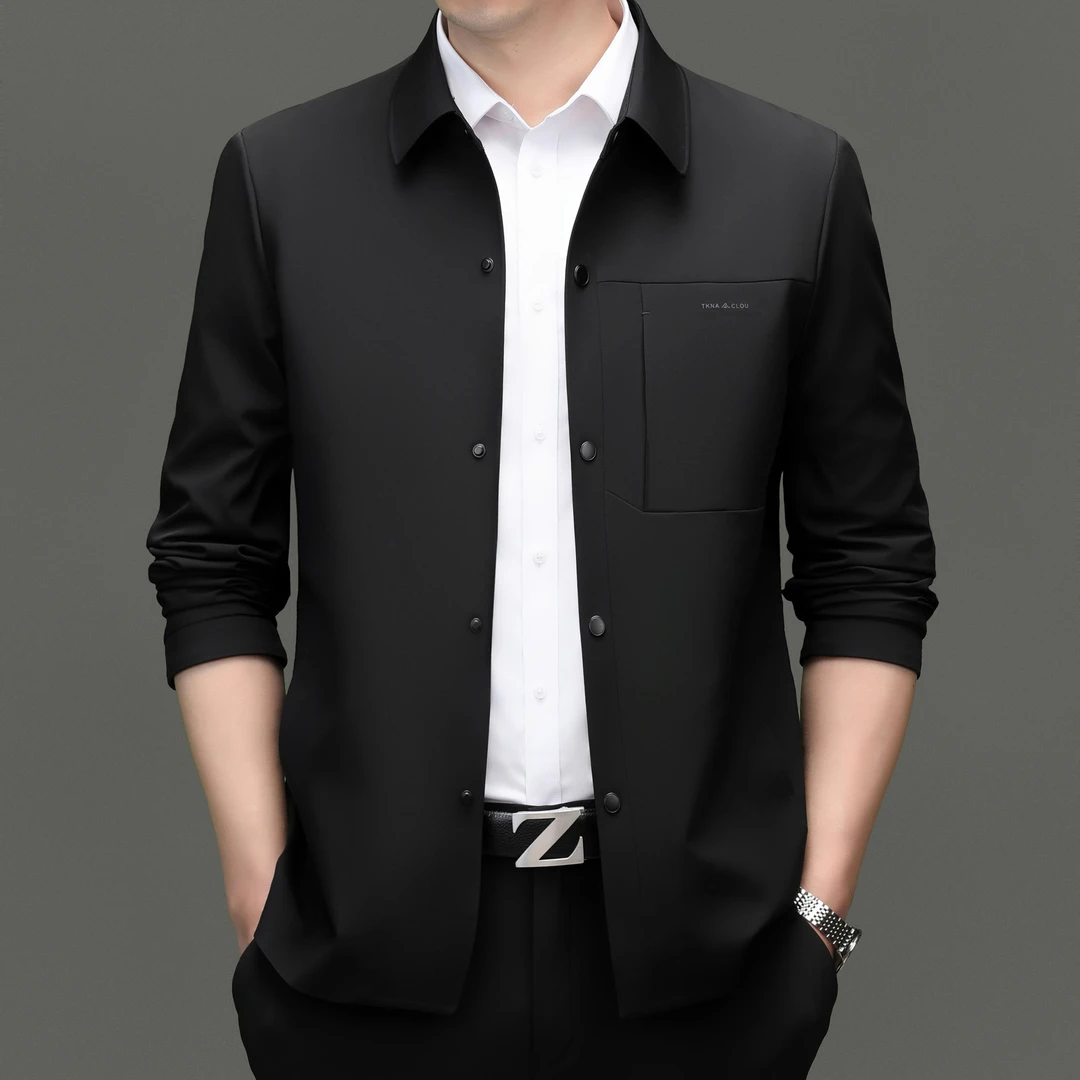 CASAMIA/卡莎米亚新款中青年行政夹克柔软透气舒适翻领男装外套