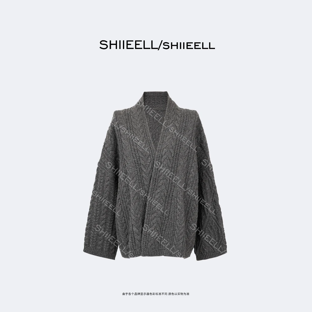 SHIIEELL【绞花大外套】老钱风L*P绞花编织阔版无扣大外套ZH961