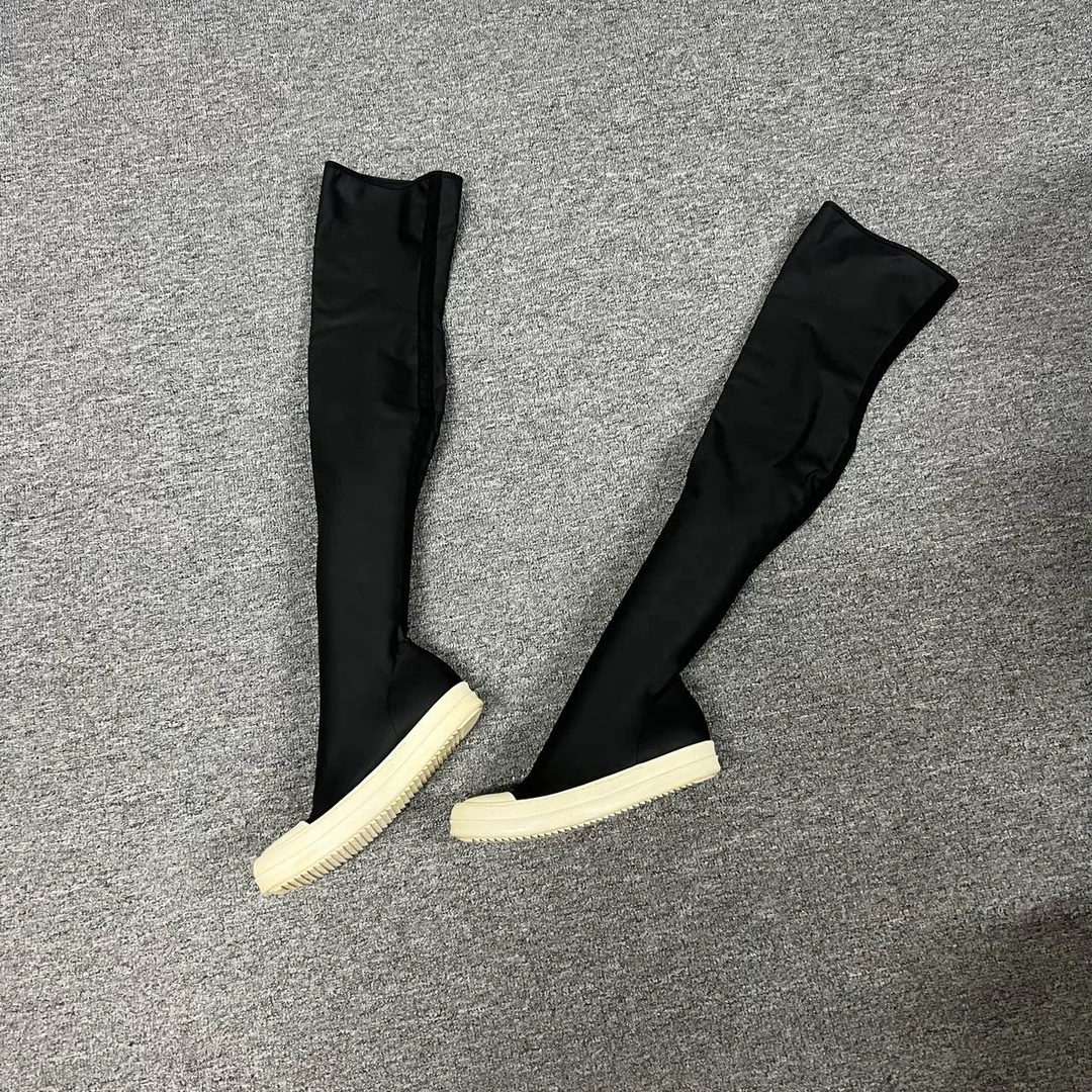 99新 RICKOWENS Rick Owens RO 黑色过膝长靴