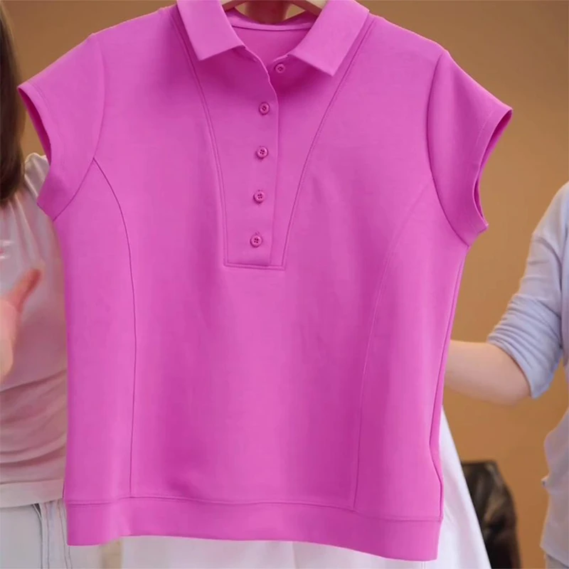 POLO衫女2025夏季新款休闲时尚简约百搭短袖女装上衣顺B086-