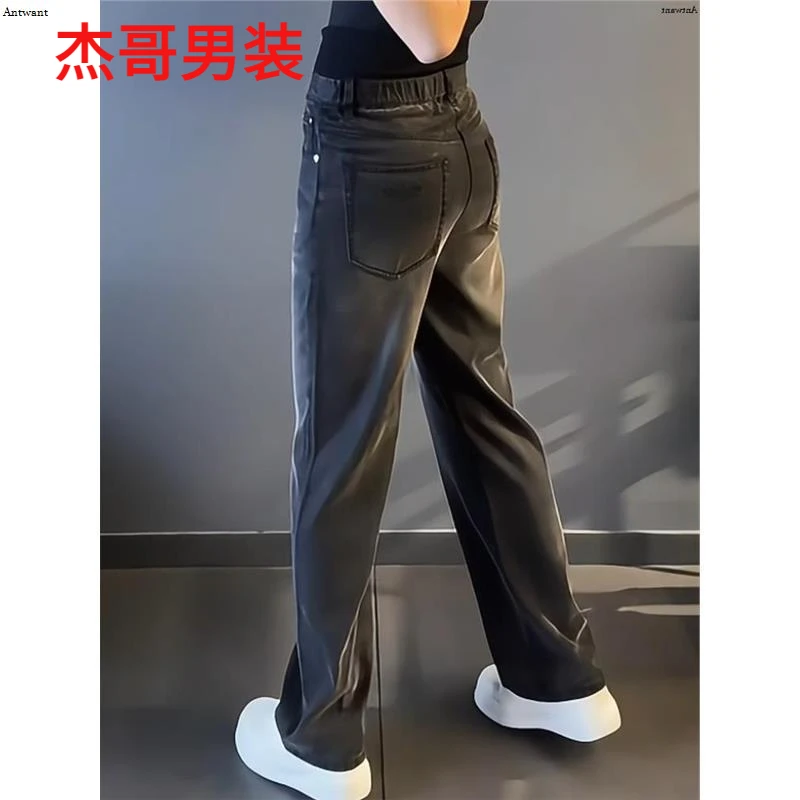 秋冬2025新款加厚直筒男裤大码男装黑色高级感牛仔裤男士高档宽松