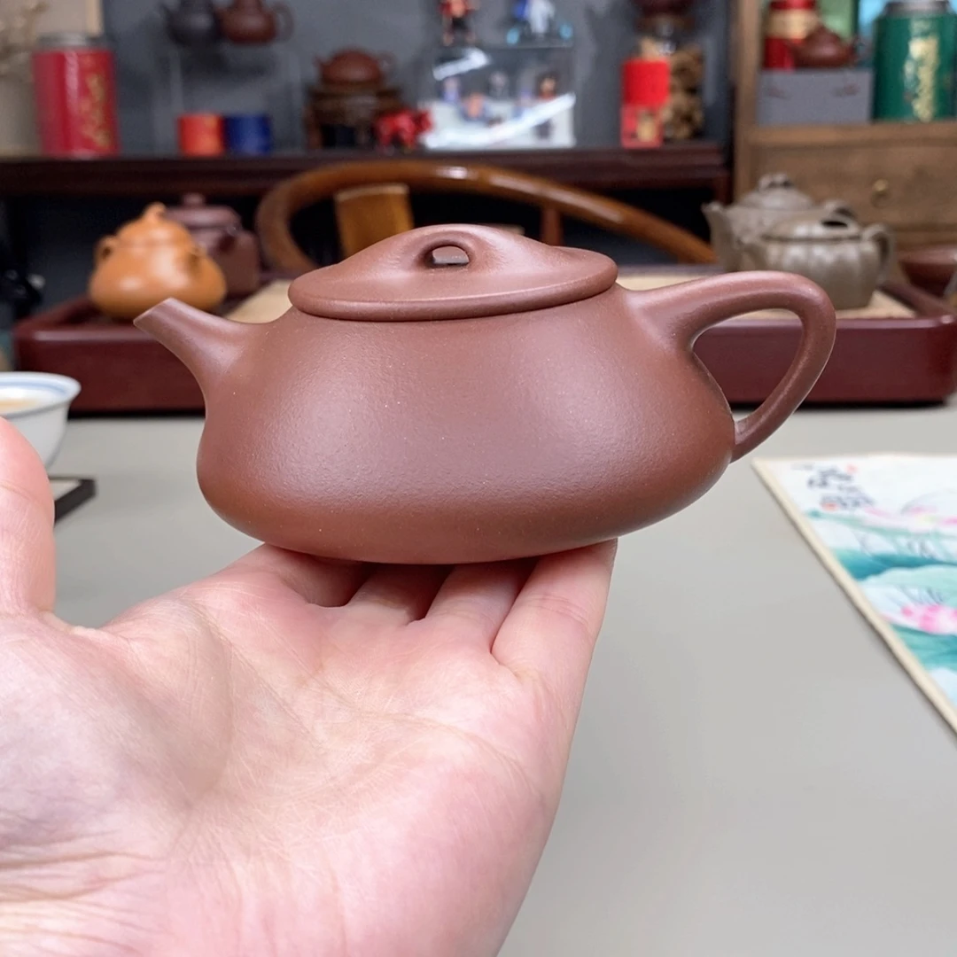紫砂茶壶羊角山紫泥半手光明石瓢200cc