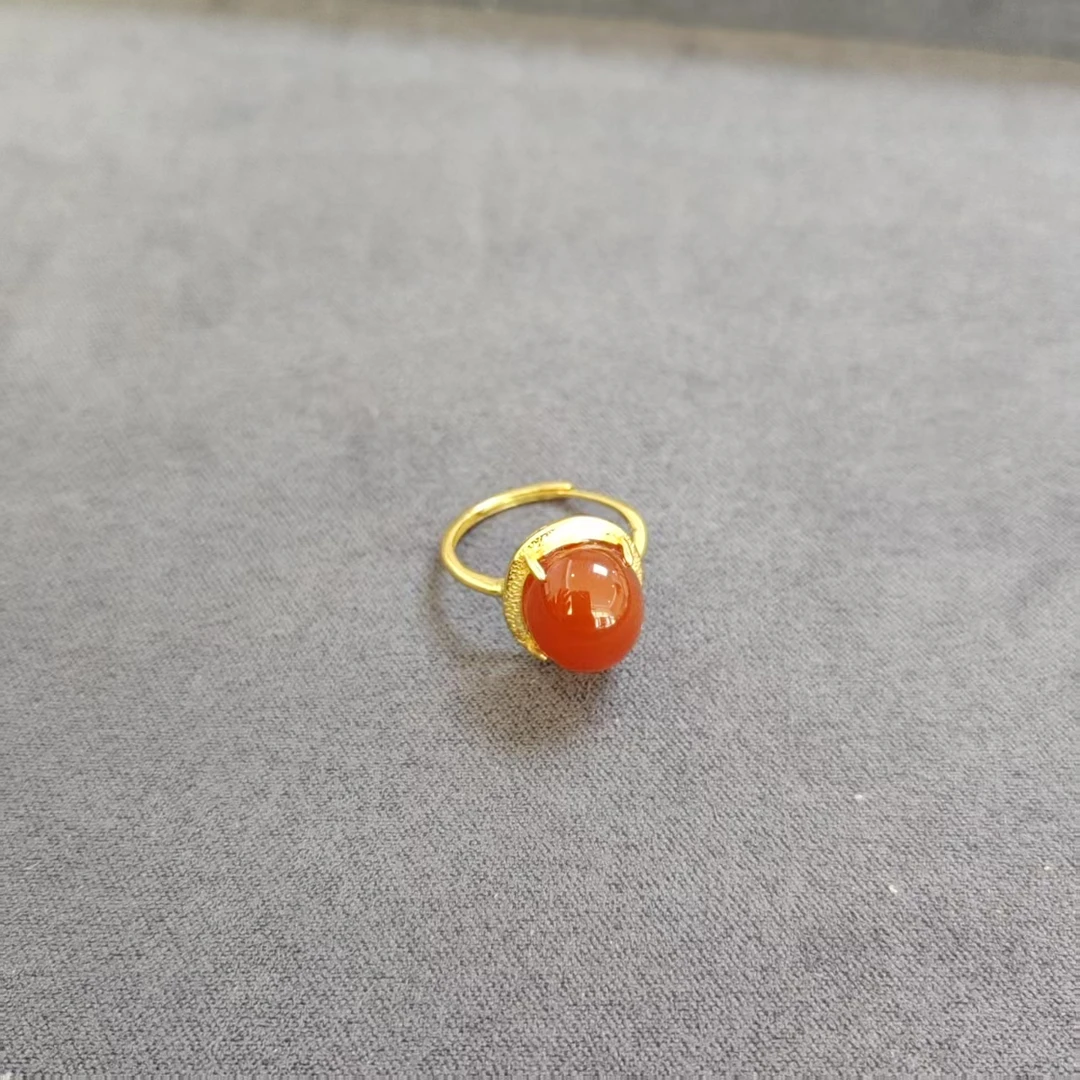 925银亚克力戒指 S925银红色戒指#6164