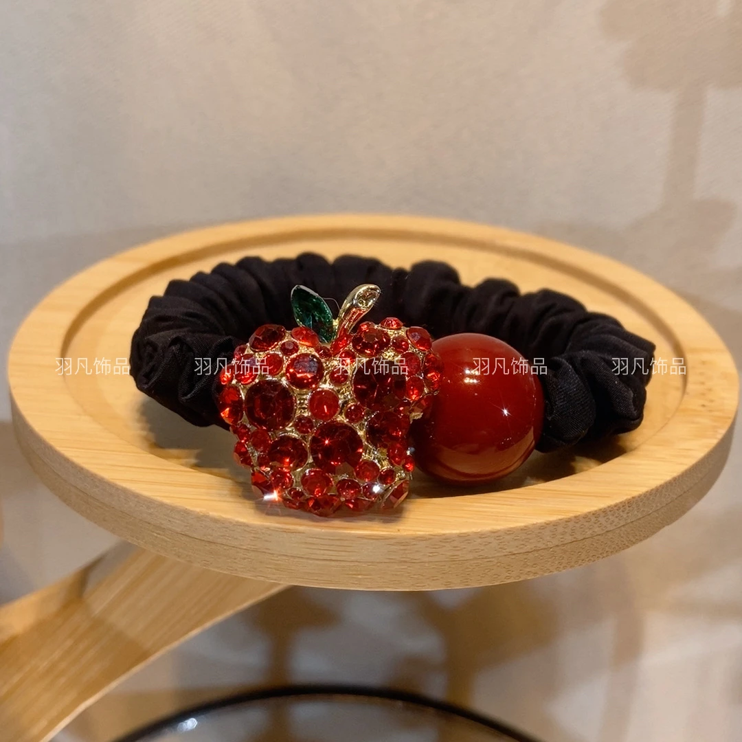 羽凡发饰甜美风日韩百搭气质女朋克风红色弹力发圈发绳