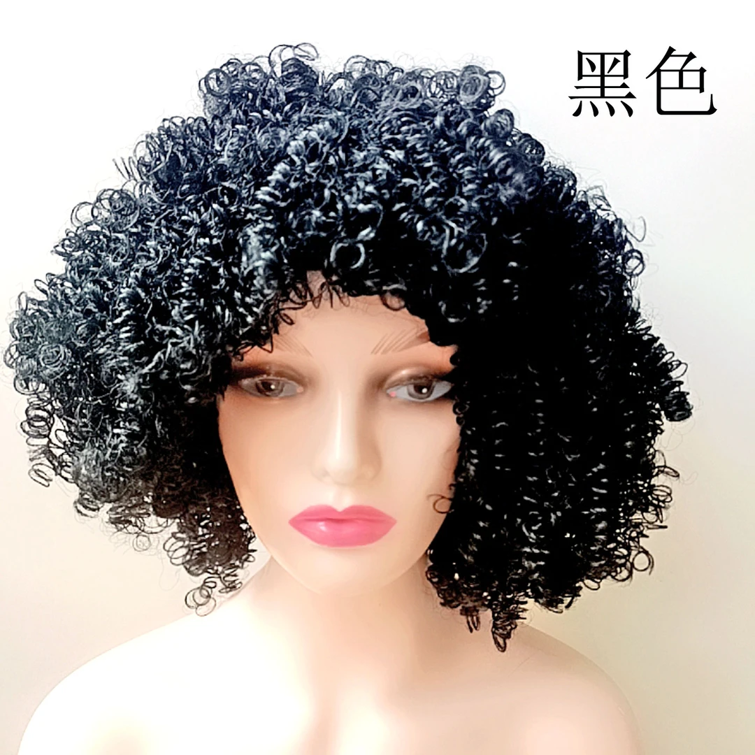 欧美时尚非洲小卷卷女士假发头套蓬松凌乱卷酒吧夜店影视表演道具