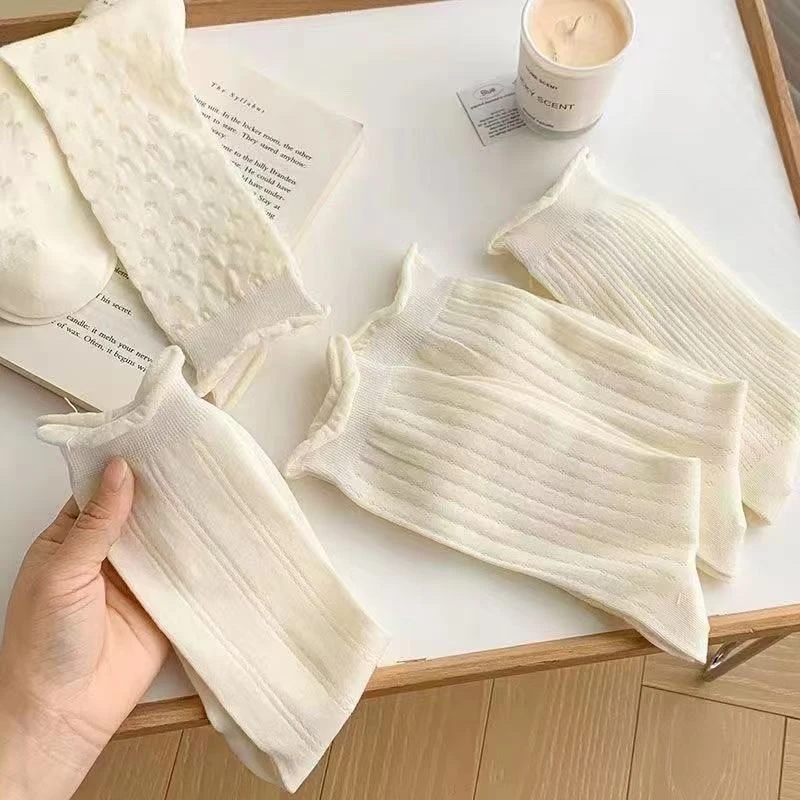 【朵拉外贸】miu系芭蕾风袜子女中筒袜韩风堆堆袜夏天薄款网眼 袜子