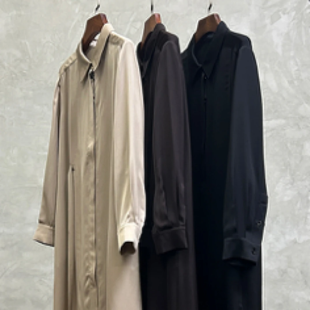 清风集桑蚕丝双乔重缎极简风长袖衬衫连衣裙超显瘦外套一衣多穿