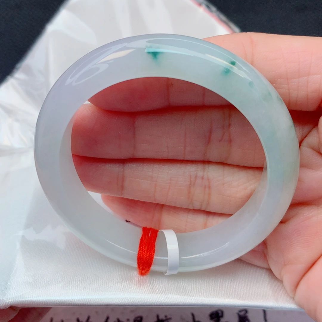 翡翠未镶嵌手镯51.5圈 细糯冰飘花