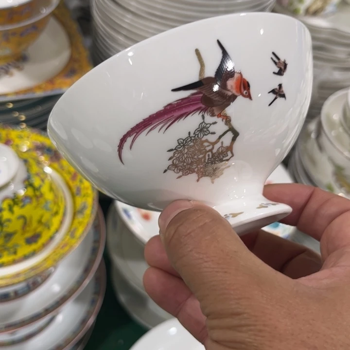 瓷片百鸟4.5寸碗六个哇塞
