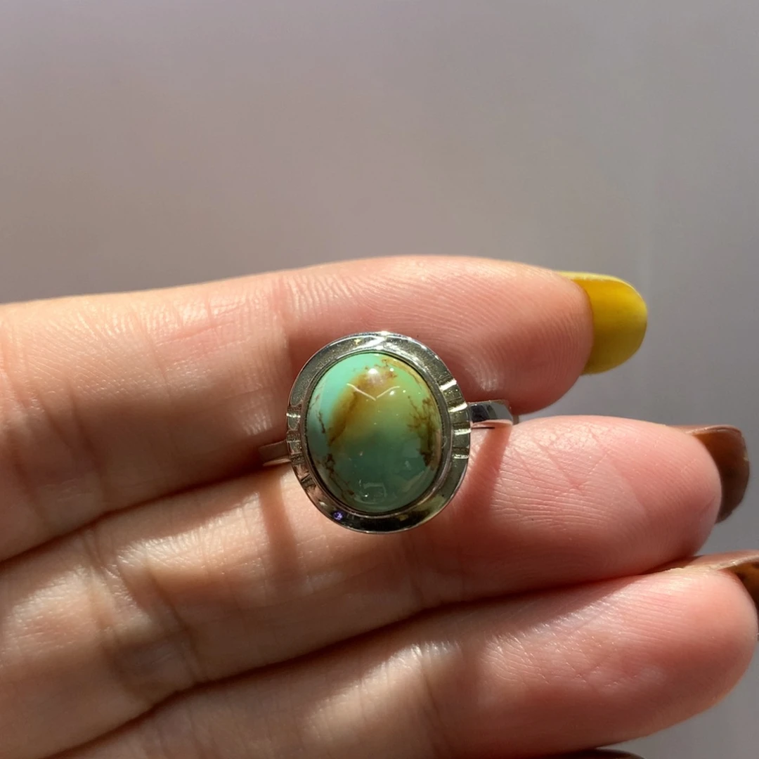 银S925镶嵌绿松石戒指Y**、