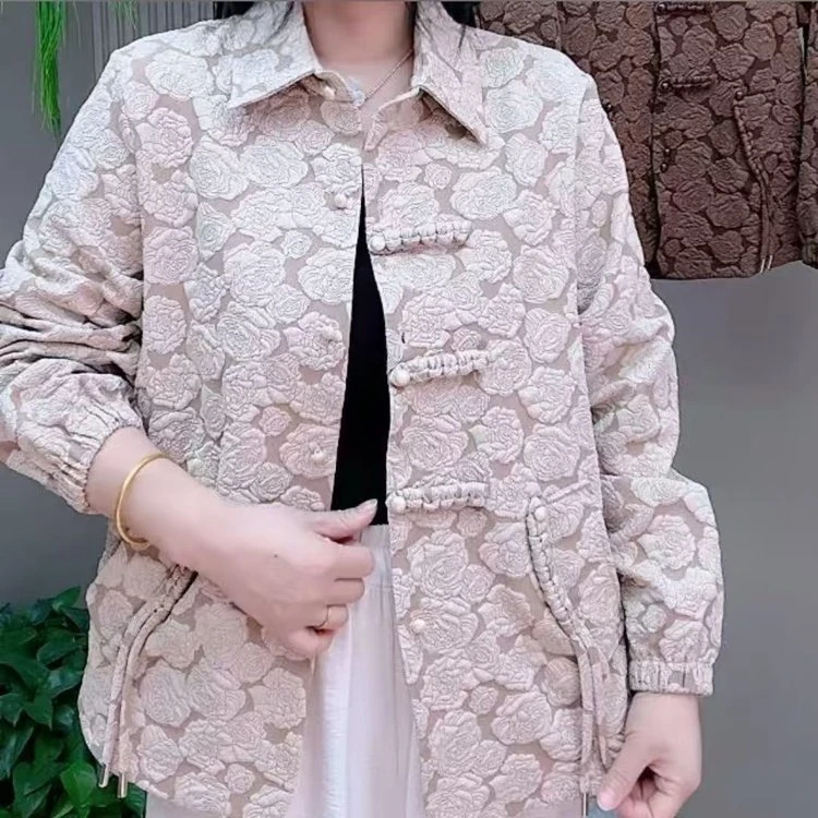 秋季新款常规气质短外套时尚洋气宽松休闲复古港风百搭民族风翻领