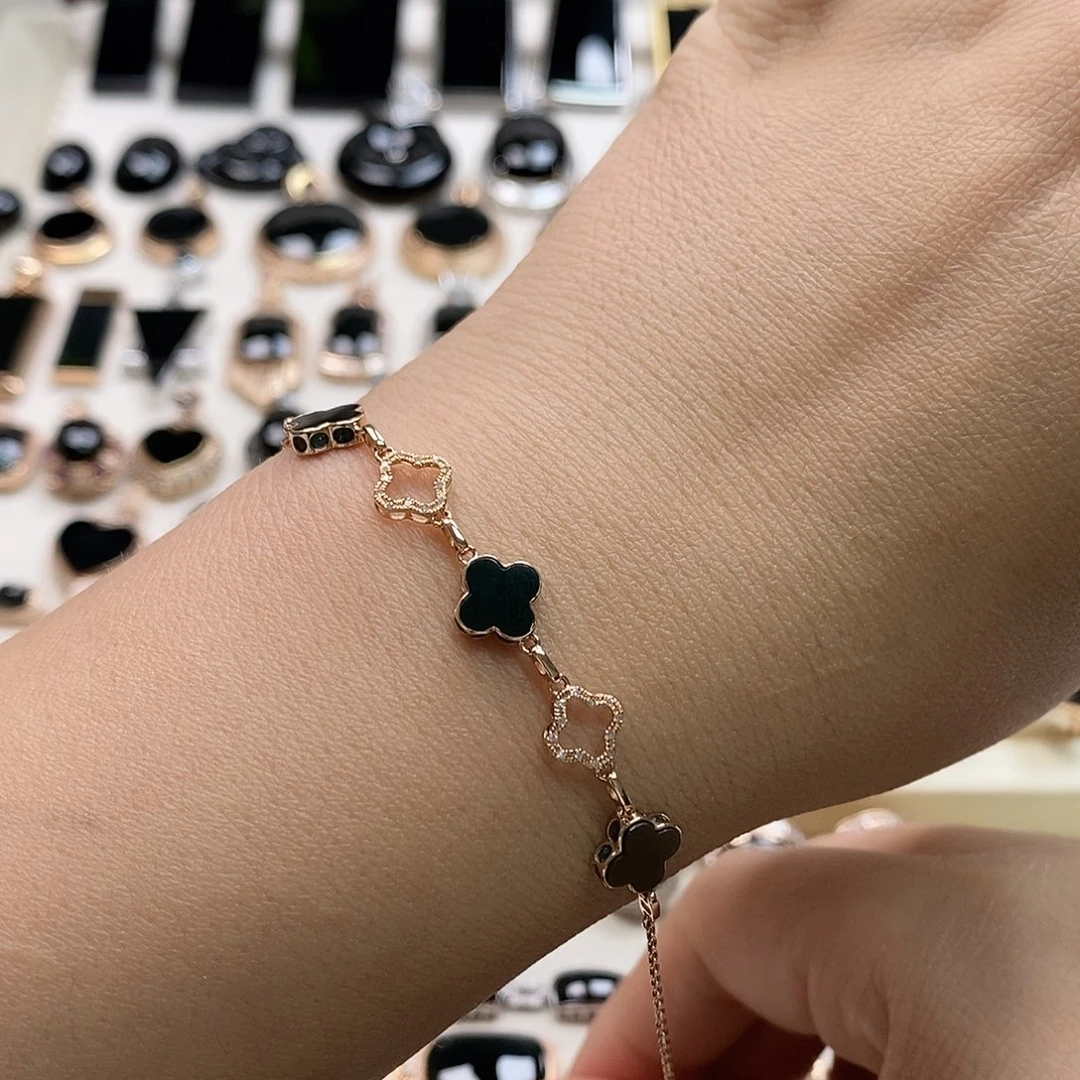 18K金镶嵌手链翡翠墨翠