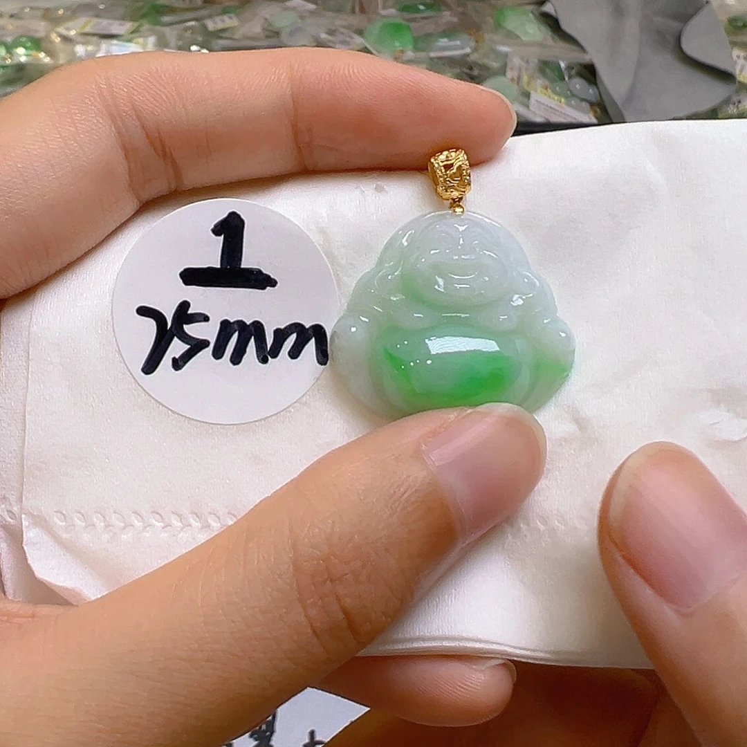 翡翠18K金镶嵌吊坠(不含链)翡翠