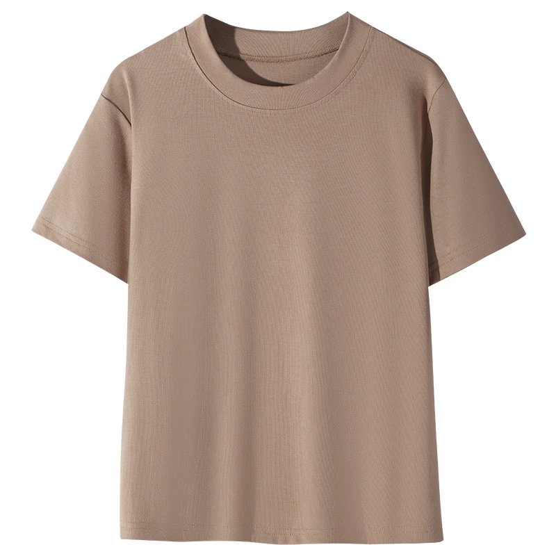 7A抗菌莱塞尔女士短袖锁骨短袖简约百搭高弹显瘦圆领上衣-D