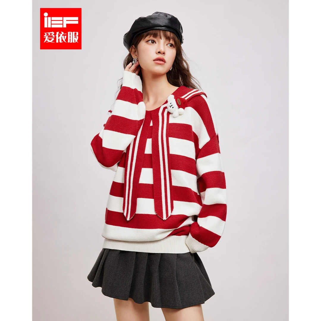 【商场同款新品】IEF/爱依服毛衣2025冬季新款减龄设计毛织中上衣