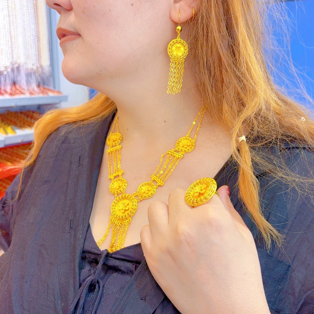 铜合金项链 时尚爆套装508-18-3百搭585玫瑰金款简约欧美轻奢气质