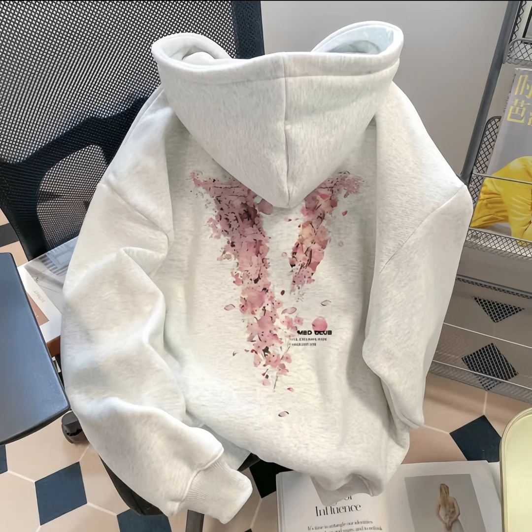 美式重磅卫衣加绒加厚女连帽休闲宽松高街慵懒风oversize情侣上衣