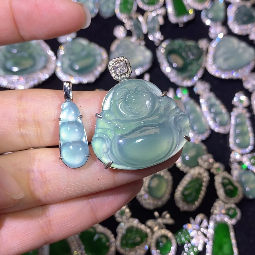 y***j翡翠银S925镶嵌颈饰分两单