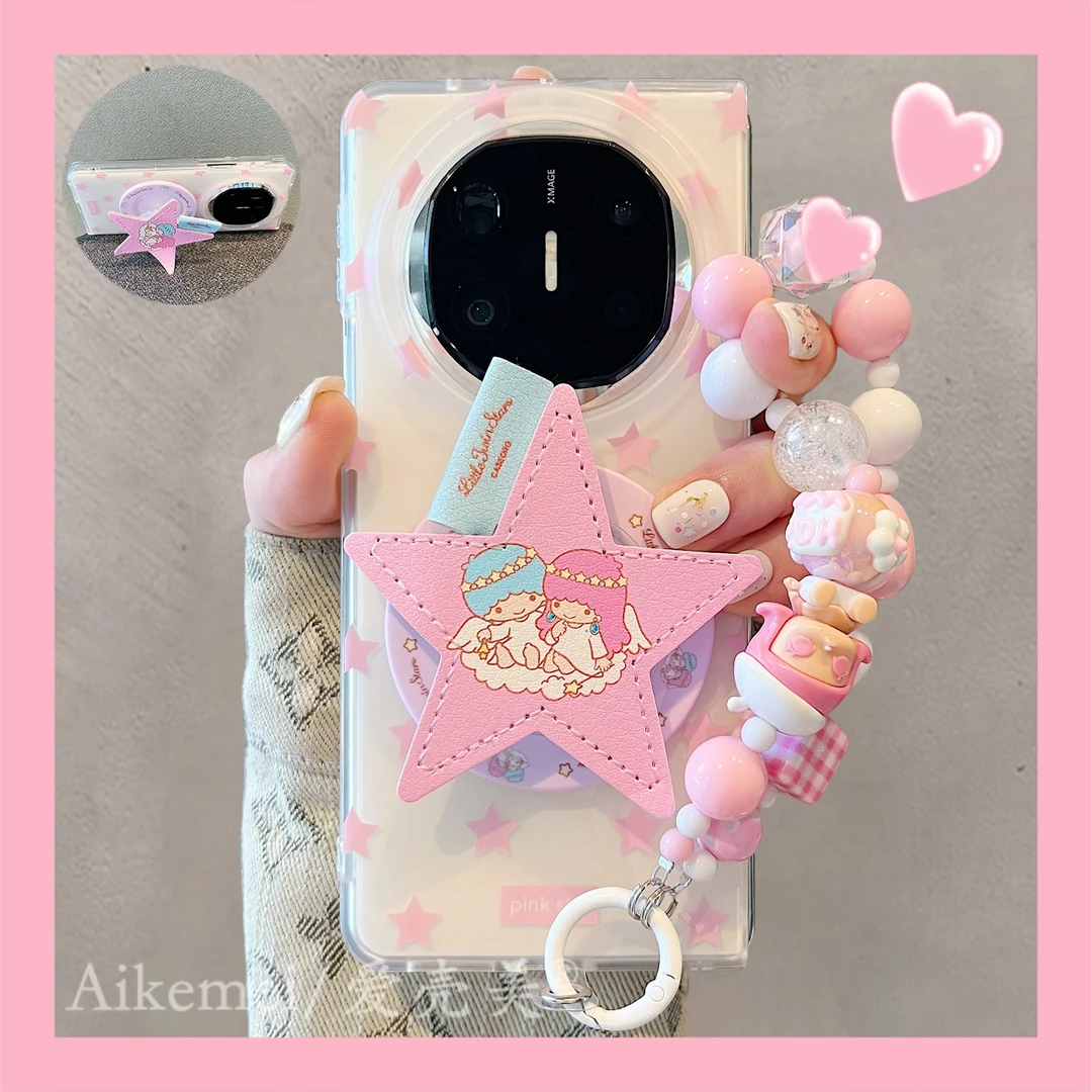 适用华为mateX6折叠屏手机壳MateX5典藏版粉色双子星X3磁吸支架女