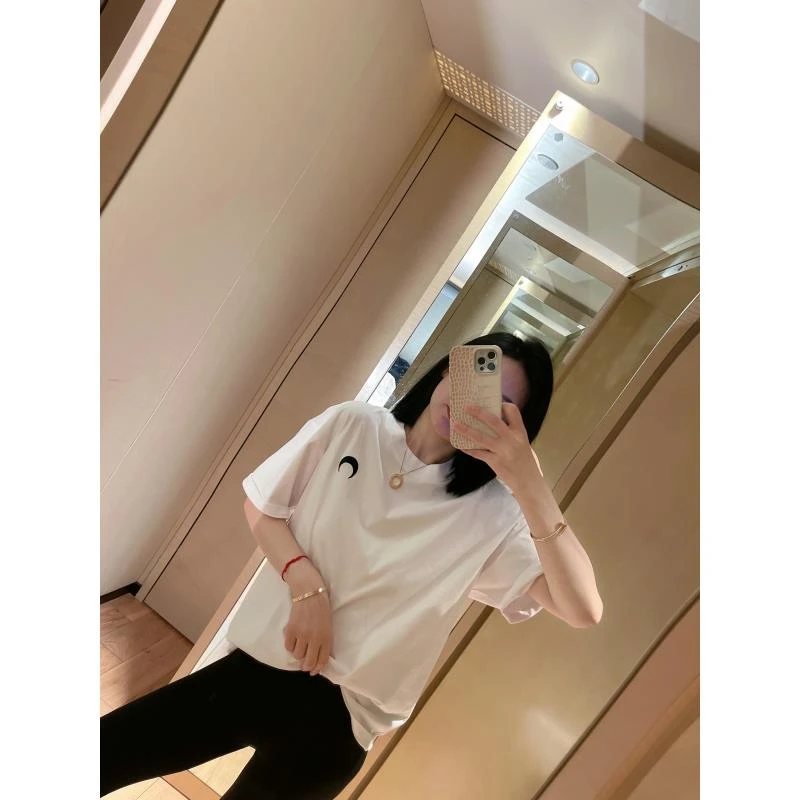 【哝哝服饰】2024年0592月牙款大版型宽松韩版短袖T恤简约圆领上衣