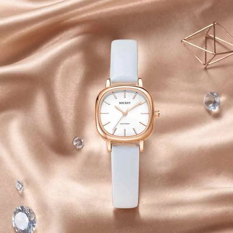 迪士尼手表女士简约气质中学生防水小众复古少女小绿表MK-11366