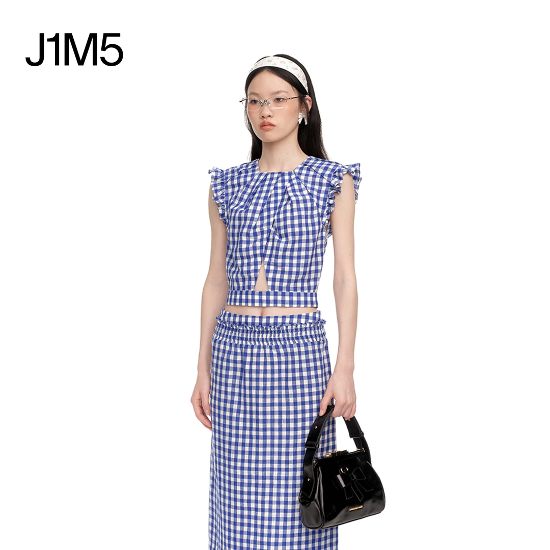 J1M5买手店 SHUSHUTONG 25春夏 褶皱镂空上衣 设计师品牌蓝色时尚