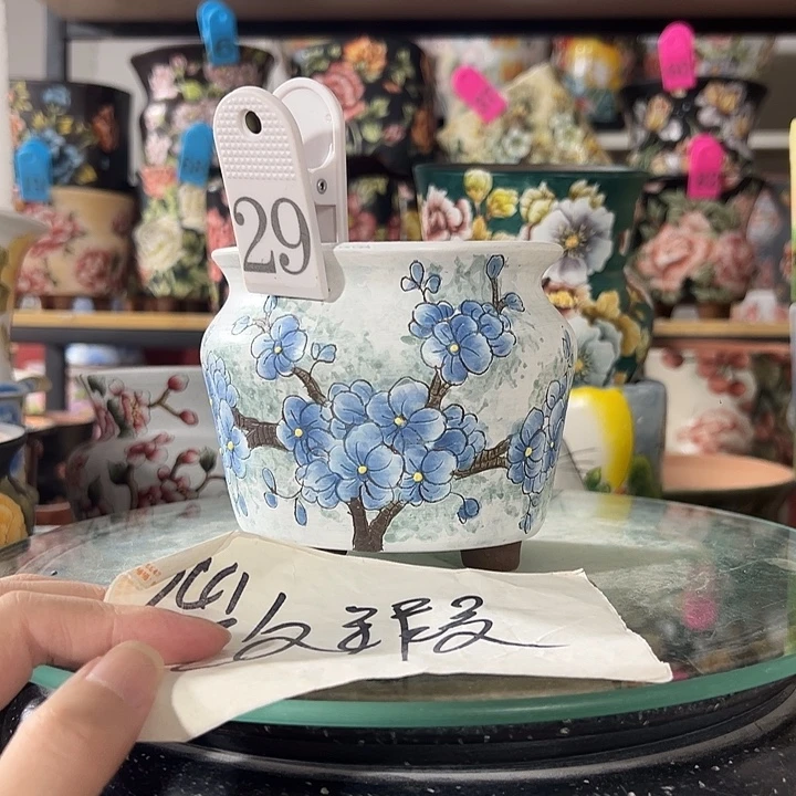 满38包邮 景德镇手绘花盆