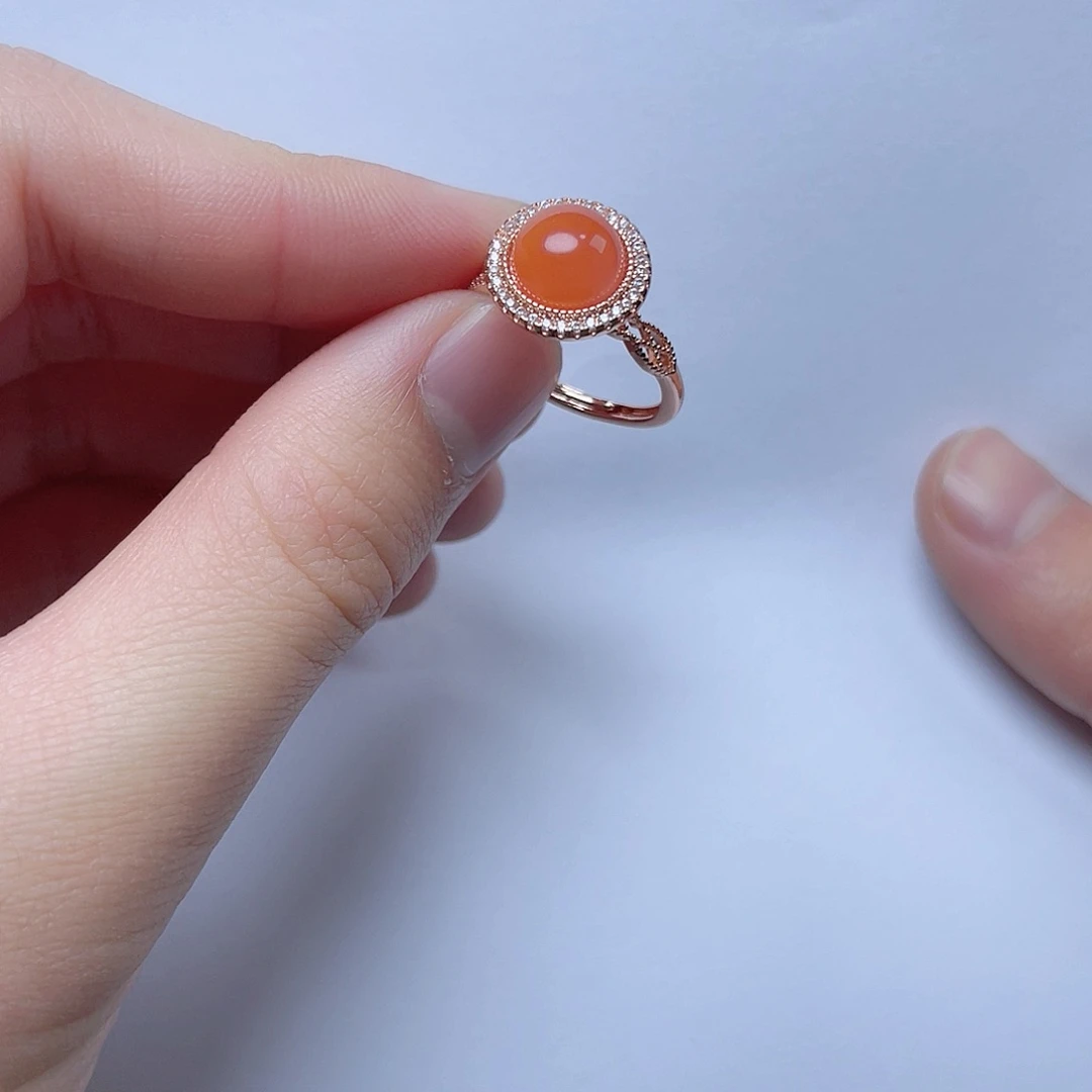 南红玛瑙戒指。k k银S925镶嵌