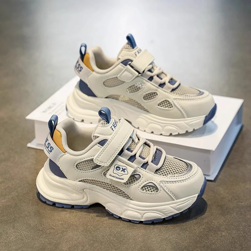 ABC男童鞋春季2025新款网面透气儿童运动网鞋中大童男孩老爹鞋潮