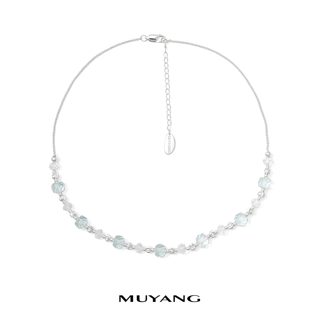 muyang/慕阳 铜合金玻璃项链 铜合金项链小众简约时尚汐澈项链