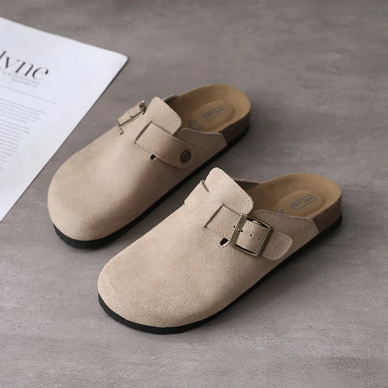 男女同款 百搭勃肯鞋【真皮软底】包头拖日常懒人休闲鞋 春季情侣鞋