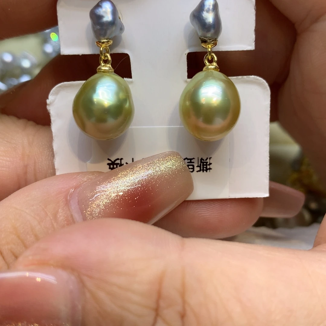 银S925镶嵌耳饰海水珍珠