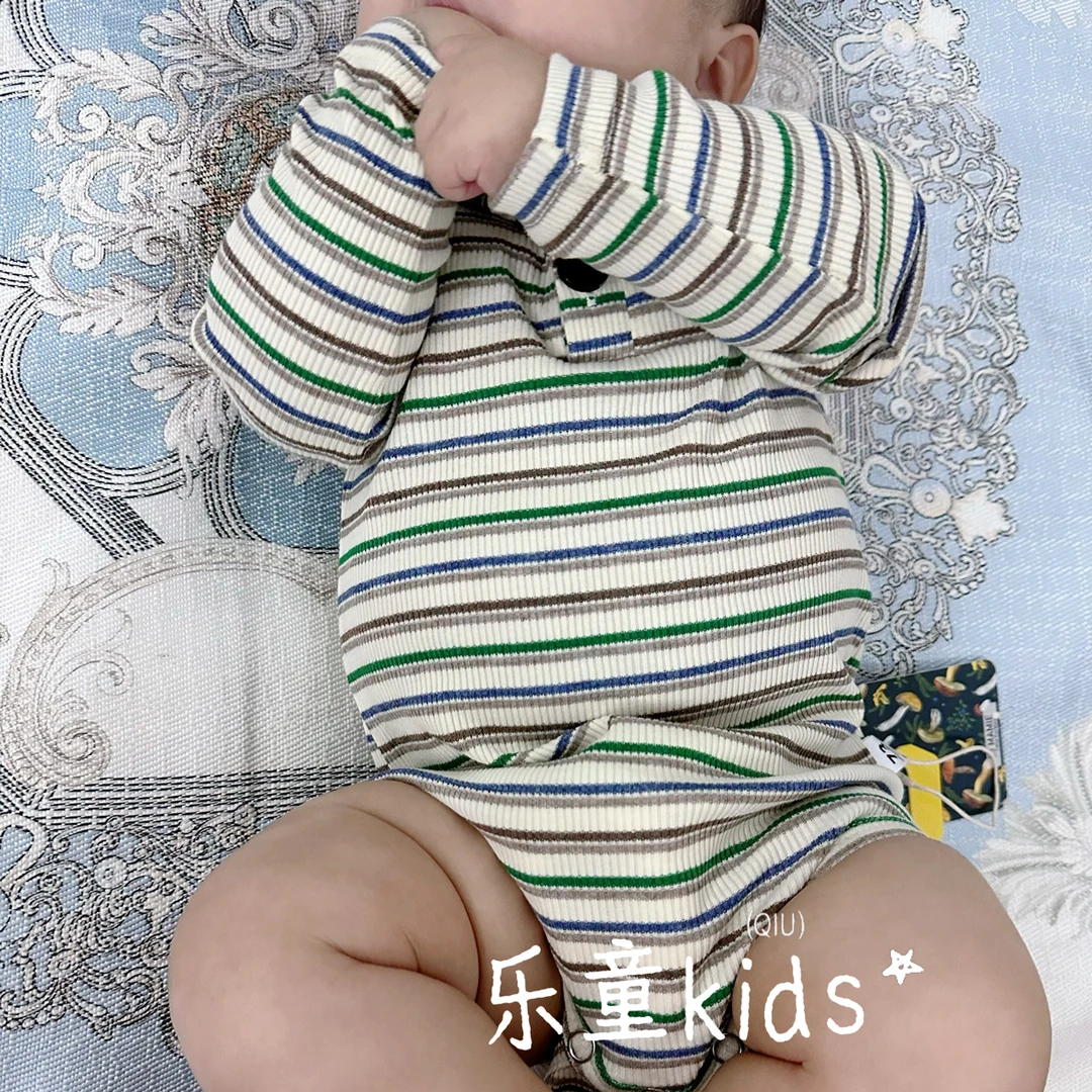 乐童kids·条纹长袖包屁衣北欧风纯棉打底