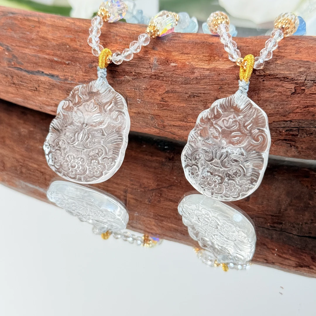 【白狐成真】白水晶凤九吊坠白琉璃项链面小仙多样性发其一