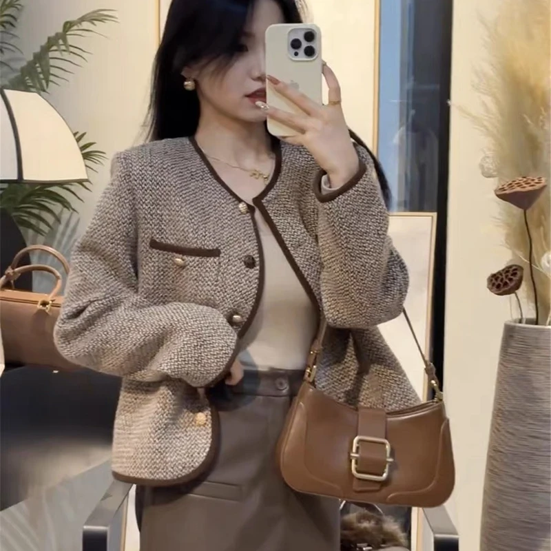 显瘦宽松名媛小香风开衫高级感短款休闲百搭上衣外套女 7712