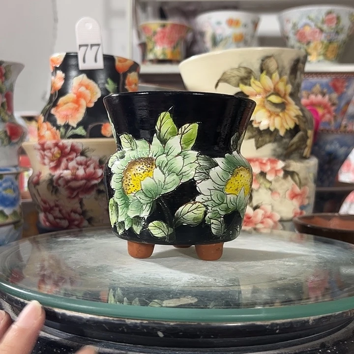 景德镇幸运花盆手绘韩式花盆