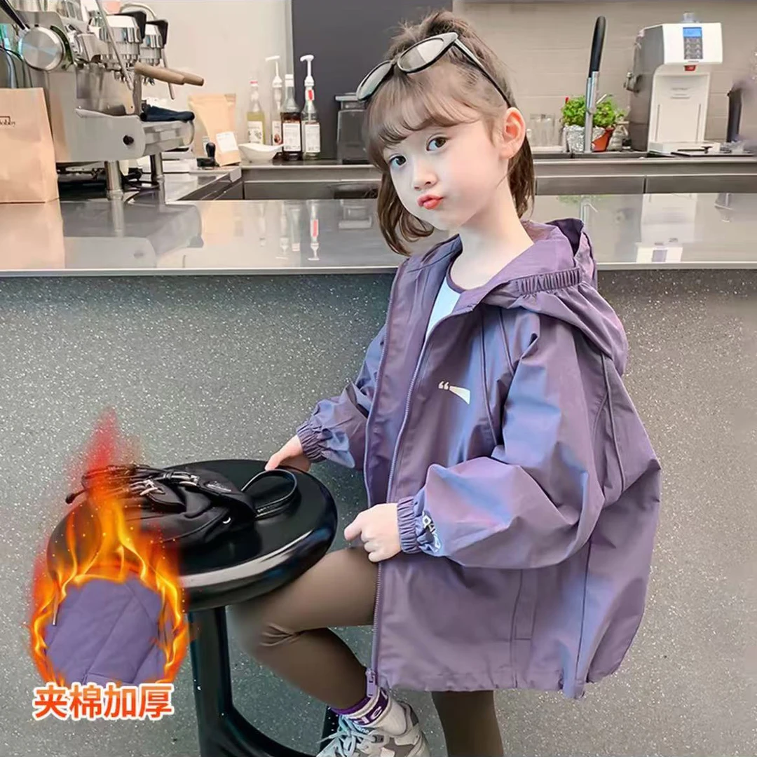 【现货】女童冲锋衣外套秋冬装2025新款儿童冬装女孩加棉加厚上衣