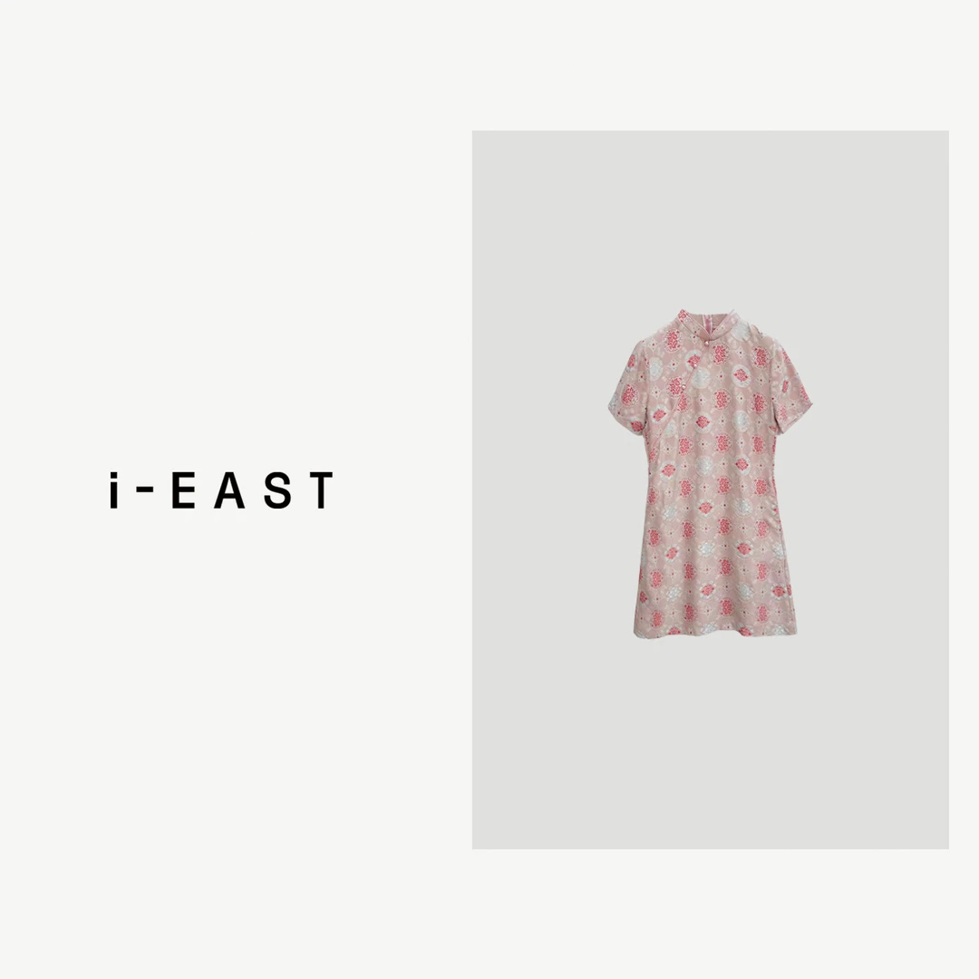 i-EAST 花动一山春色~ 新中式提花斜襟连衣裙子-4X GF071