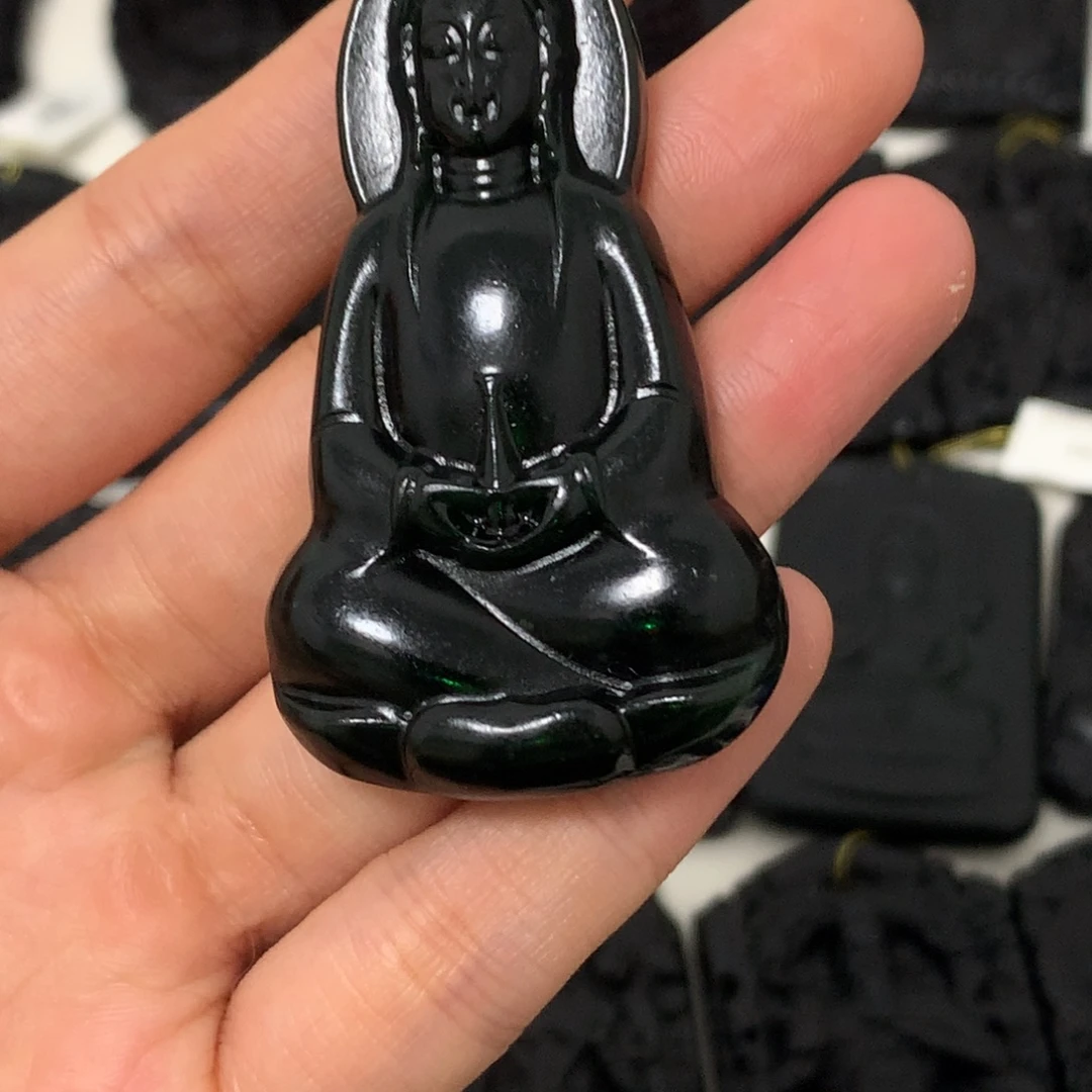 天然缅甸a货钢琴黑挂件