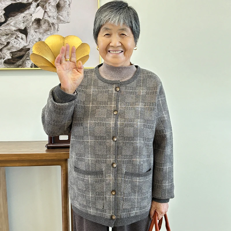 妈妈装秋装针织气质开衫中老年人奶奶装秋季外套老人衣服上衣女装