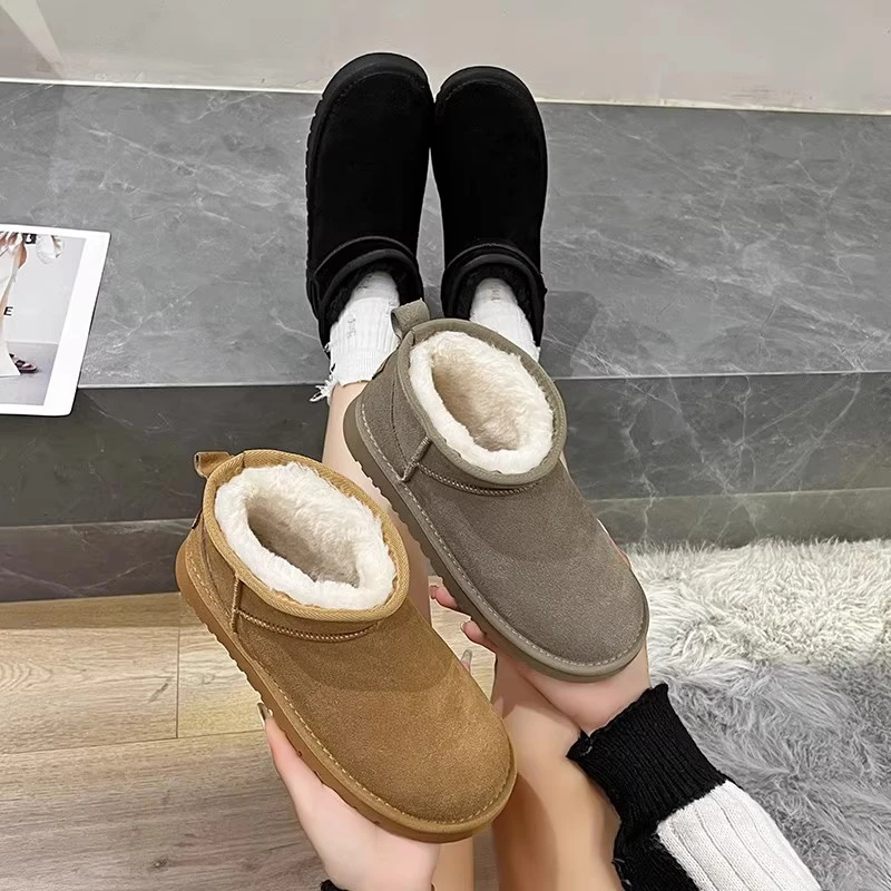 雪地靴女冬2025新款韩版加厚加绒保暖短靴时甜桃厚勃蝴蝶结雪地靴