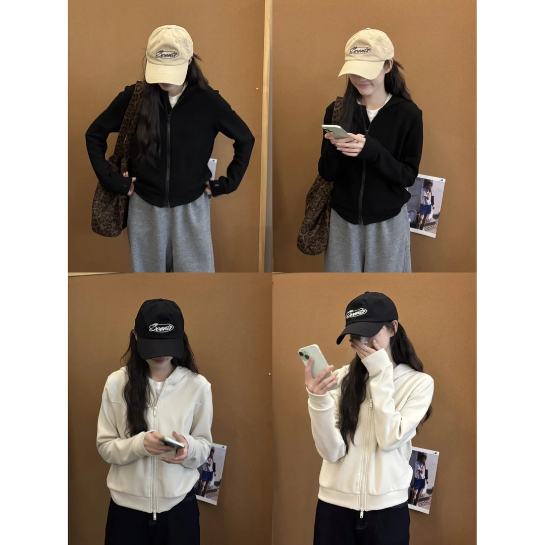 J-25080#［强推！！！］chao柔软!磨毛质地!连帽拉链运动瑜伽服外套