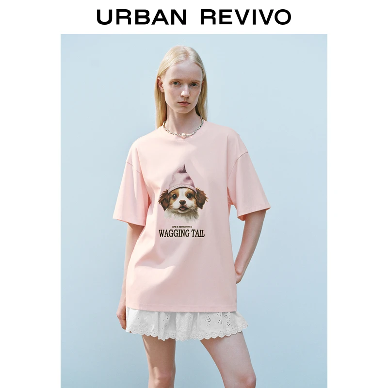 UR2025春季新款女装时尚休闲设计感印花圆领短袖T恤UYY450150