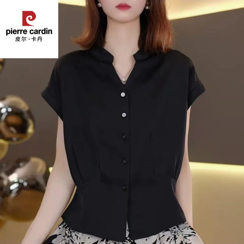 皮尔卡丹爆款2025夏季新款洋气减龄收腰显瘦开衫上衣时尚百搭恤女