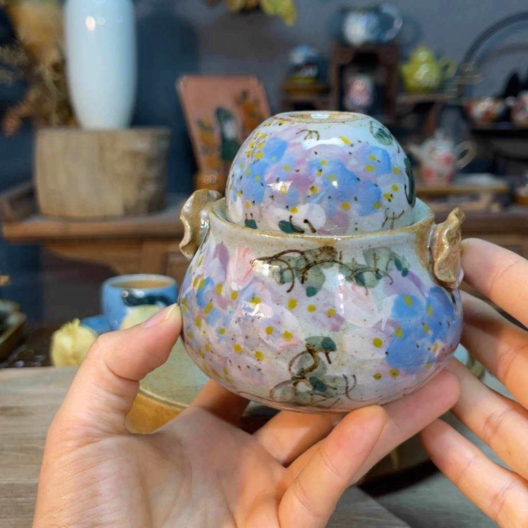 壶素浅陶瓷手工手绘