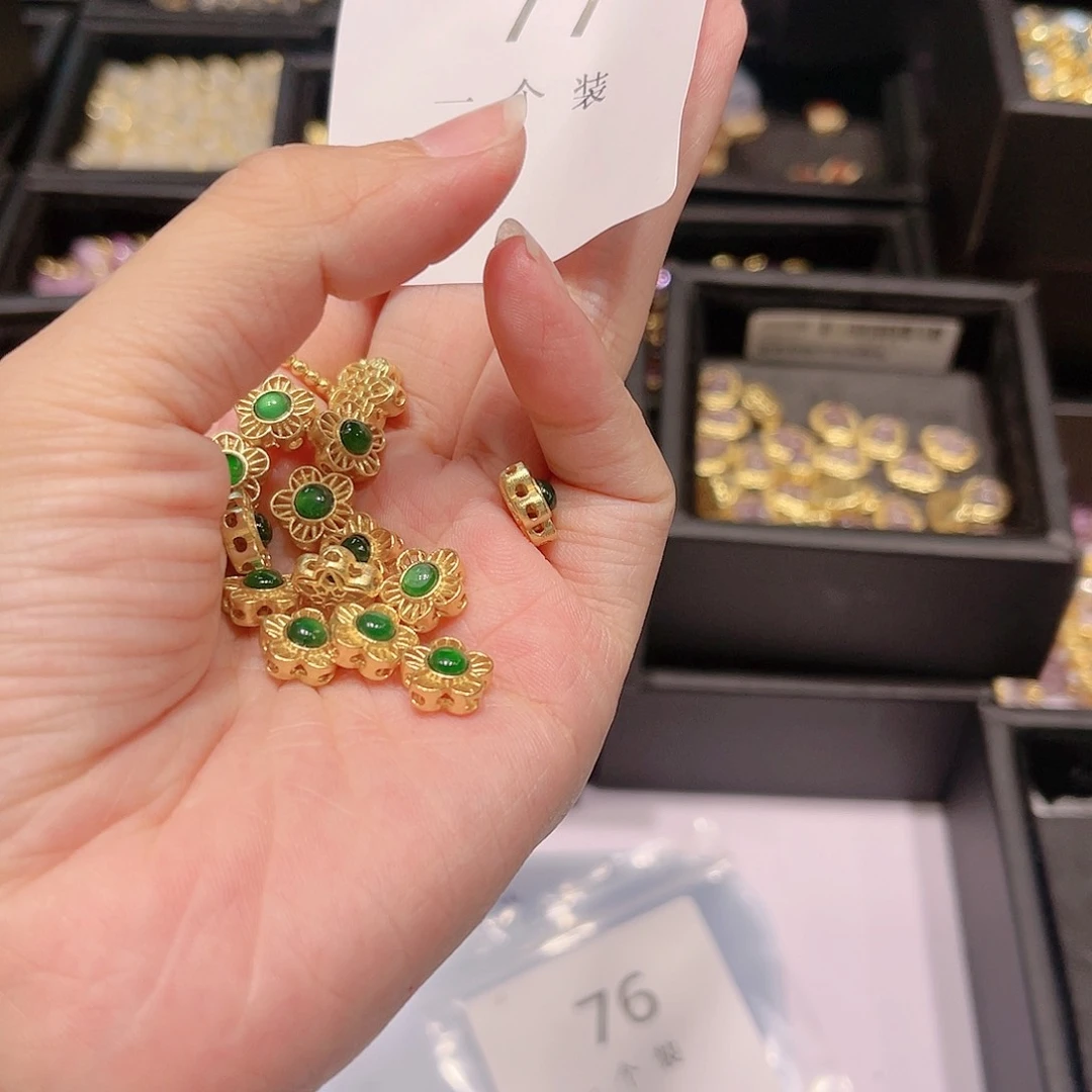 和田玉银S925镀金镶嵌珠宝半成品77