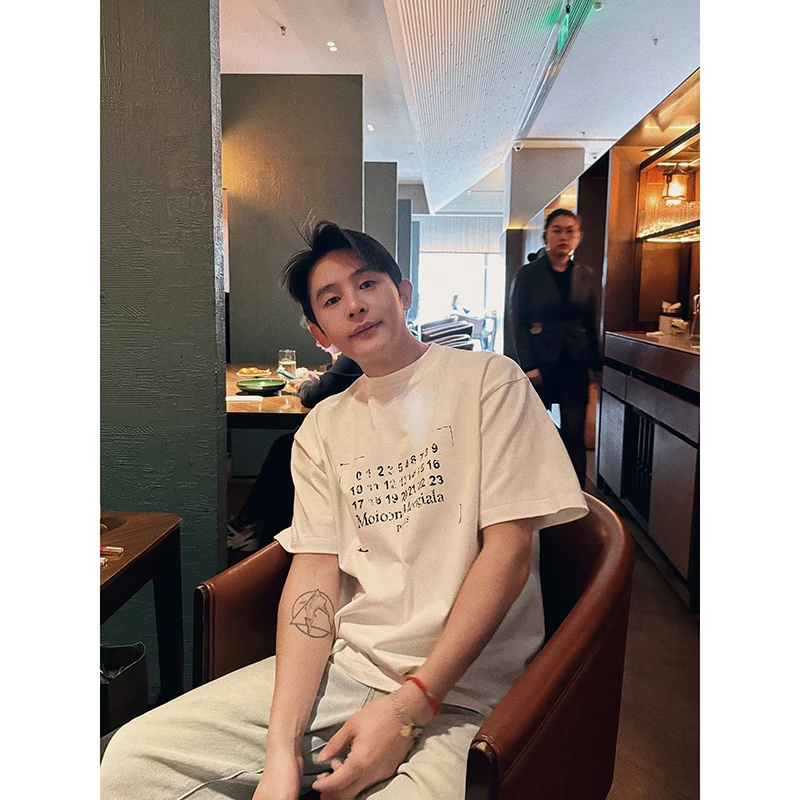 《CCSS 曹老板男装》重磅纯棉休闲马拉拉 元素多数字夏季宽松T恤潮