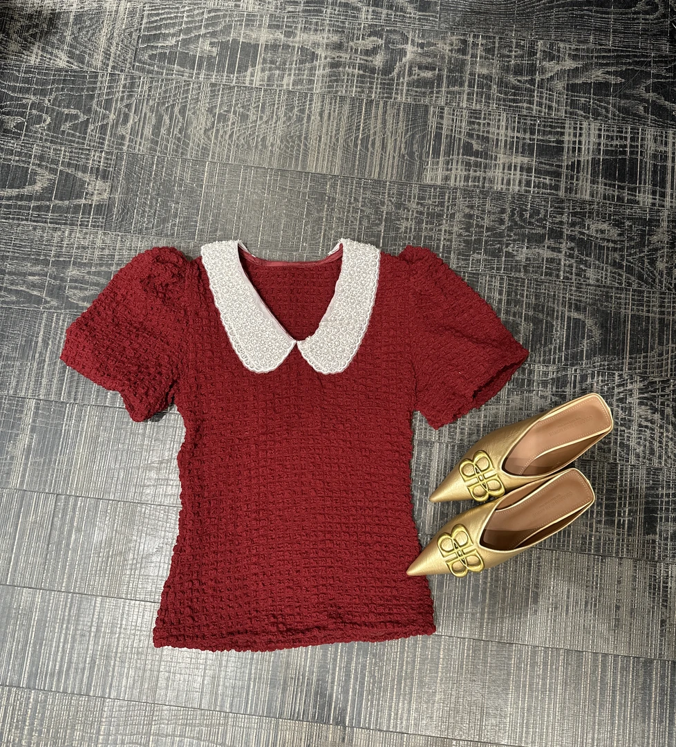 大气元（上衣）原创设计个性娃娃钻领上衣