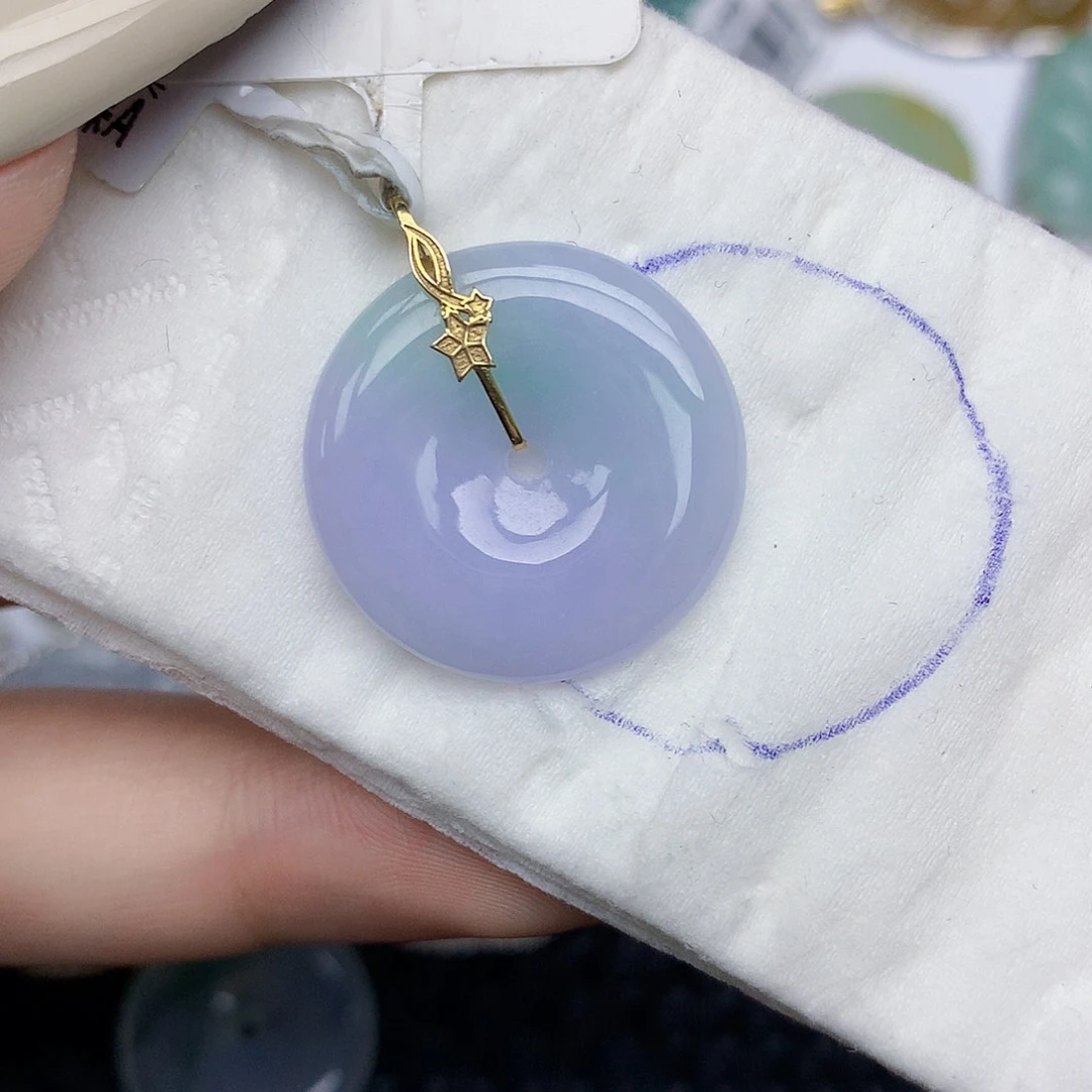 翡翠18K金镶嵌颈饰天然缅甸翡翠a货百元以上9元证书费自理